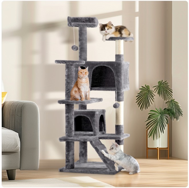 Deluxe Multi-Tier Cat Playground - Dark Grey